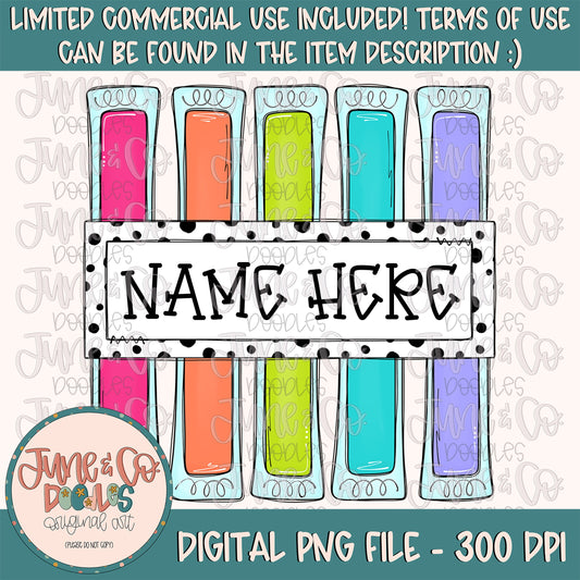 Girls Neon Popsicles With Name Plate PNG| Girly Summer Sublimation File| Bright Popsicle Shirt Design| Printable Art| Instant Download