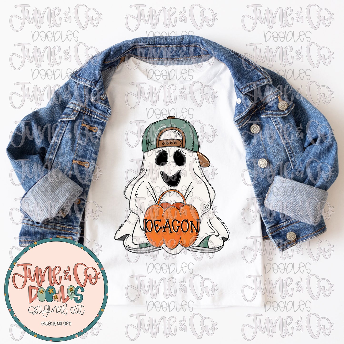 Cool Boy Ghost PNG| Ghost In Backwards Hat Sublimation File| Trick or Treat Shirt Design| Hand Drawn Printable Art| Instant Download