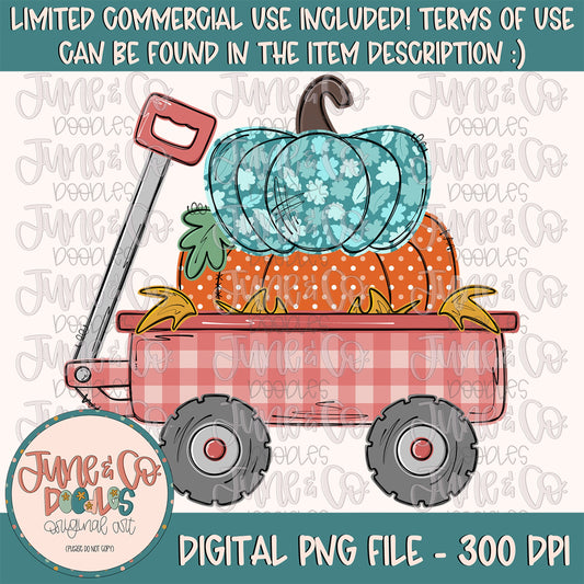 Pumpkin Wagon- Girl PNG| Girls Pumpkin Sublimation File| Little Girl Fall Shirt Design| Hand Sketched Printable Art| Instant Download