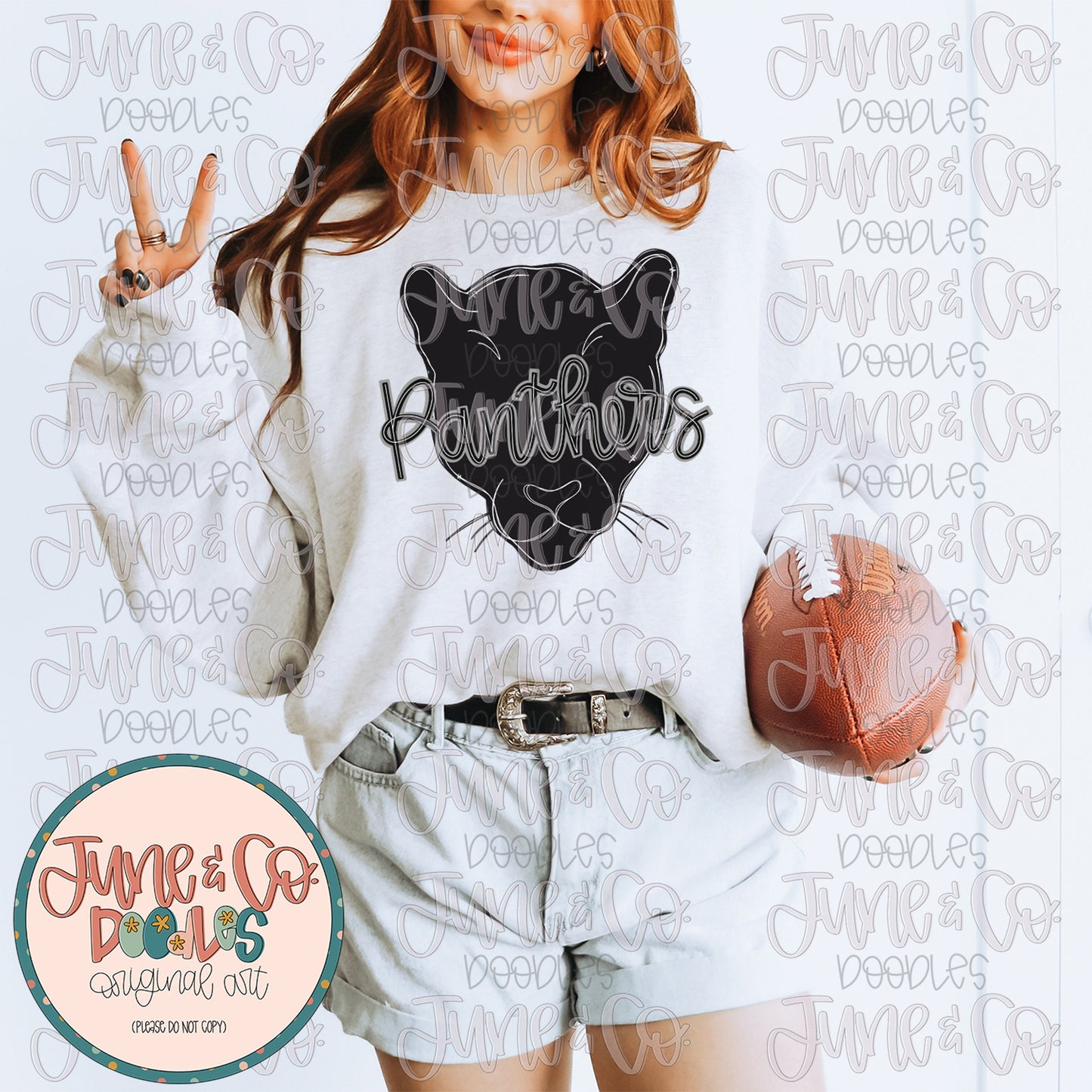 Panthers Mascot Black Gray PNG| Custom Mascot Sublimation File| School Pride Shirt Design| Hand Lettered Printable Art| Instant Download
