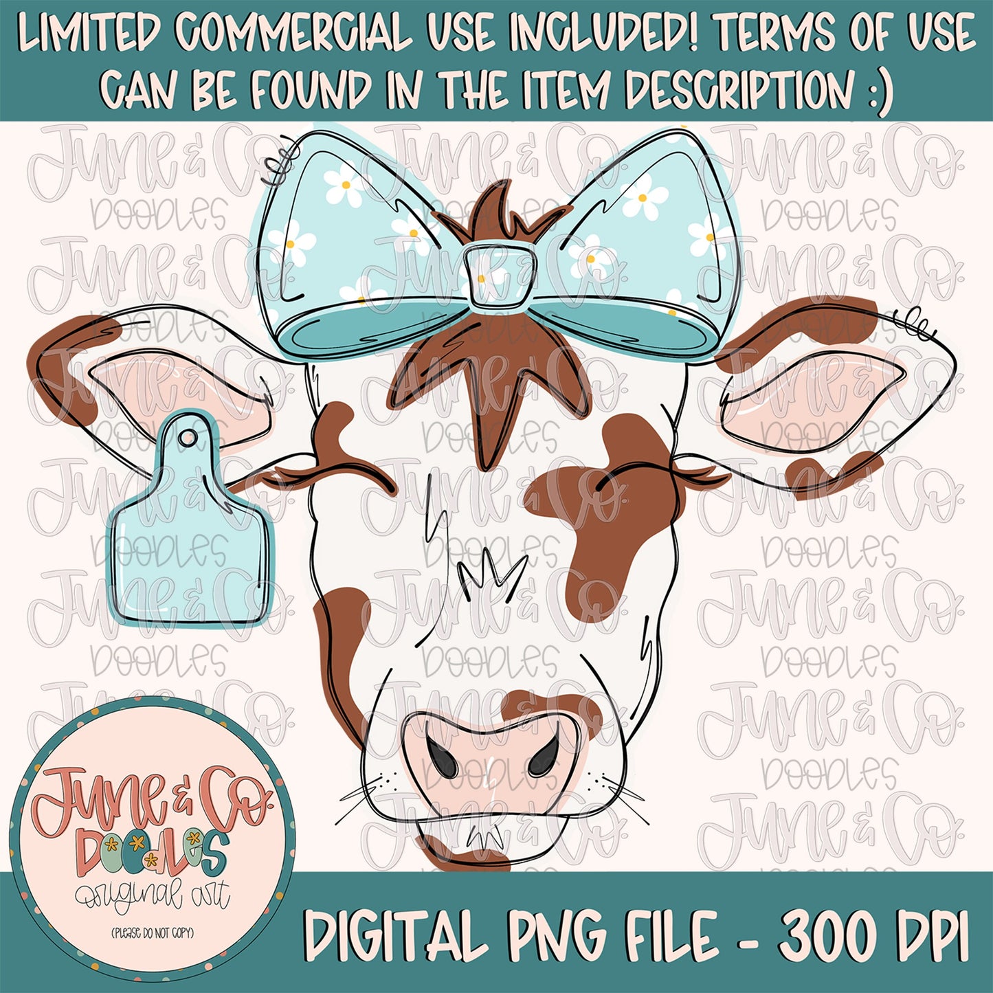 Girl Cow PNG| Coquette Cow In Bow Sublimation File| Girls Cow Tag Shirt Design| Farm Animal Printable Art| Instant Download