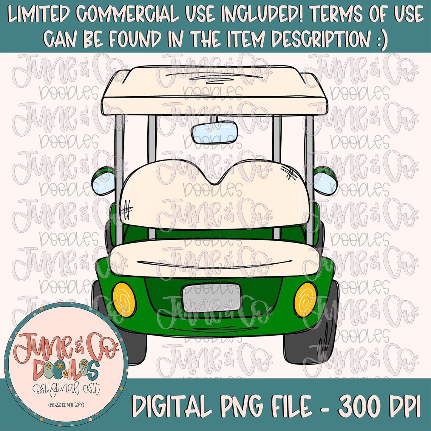 Golf Cart PNG| Preppy Golf Sublimation File| Golf Themed Shirt Design| Hand Sketched Printable Art| Instant Download