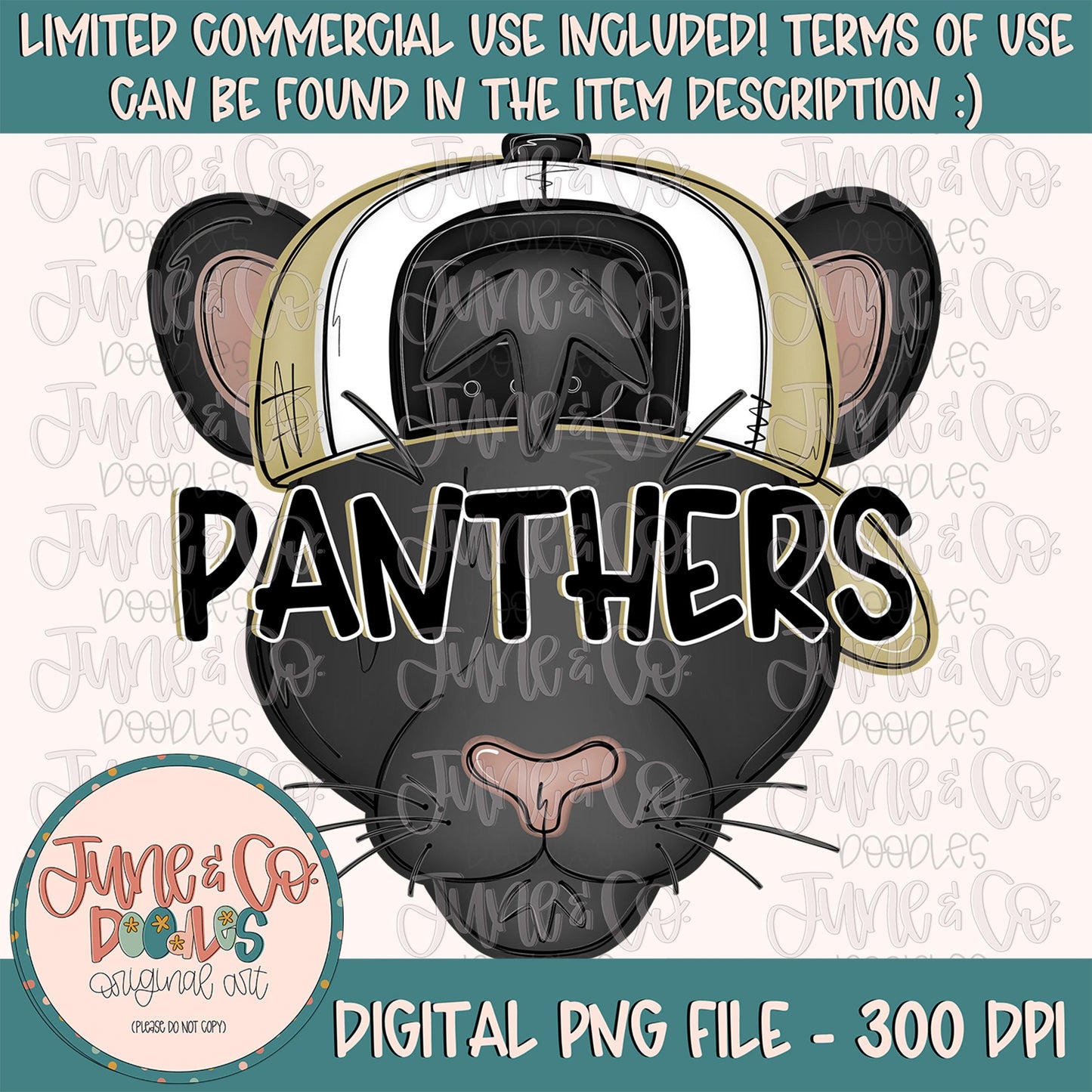 Boy Panthers PNG| Panther Mascot Sublimation File| Boys Game Day Shirt Design| Hand Drawn Printable Art| Instant Download