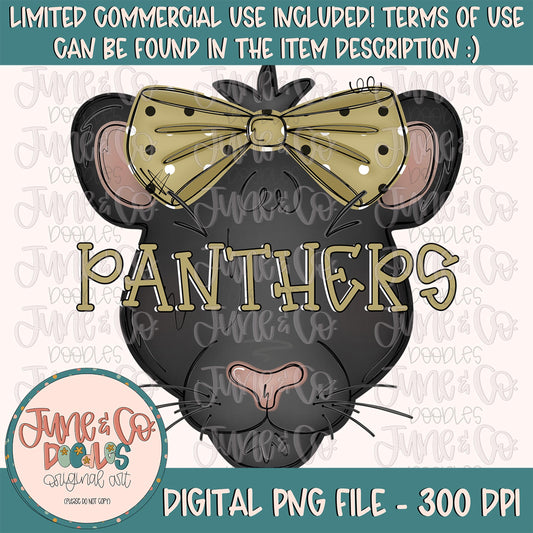 Girl Panthers PNG| Panthers Mascot Sublimation File| Girls Game Day Shirt Design| Hand Drawn Printable Art| Instant Download