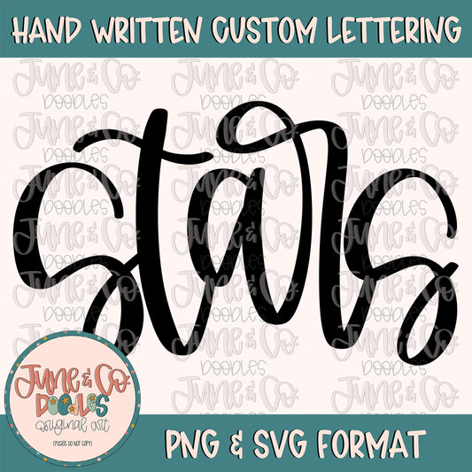 Stars Mascot Lettering PNG| Team Spirit Sublimation File| Sports Team SVG| Hand Lettered Printable Art| Instant Download