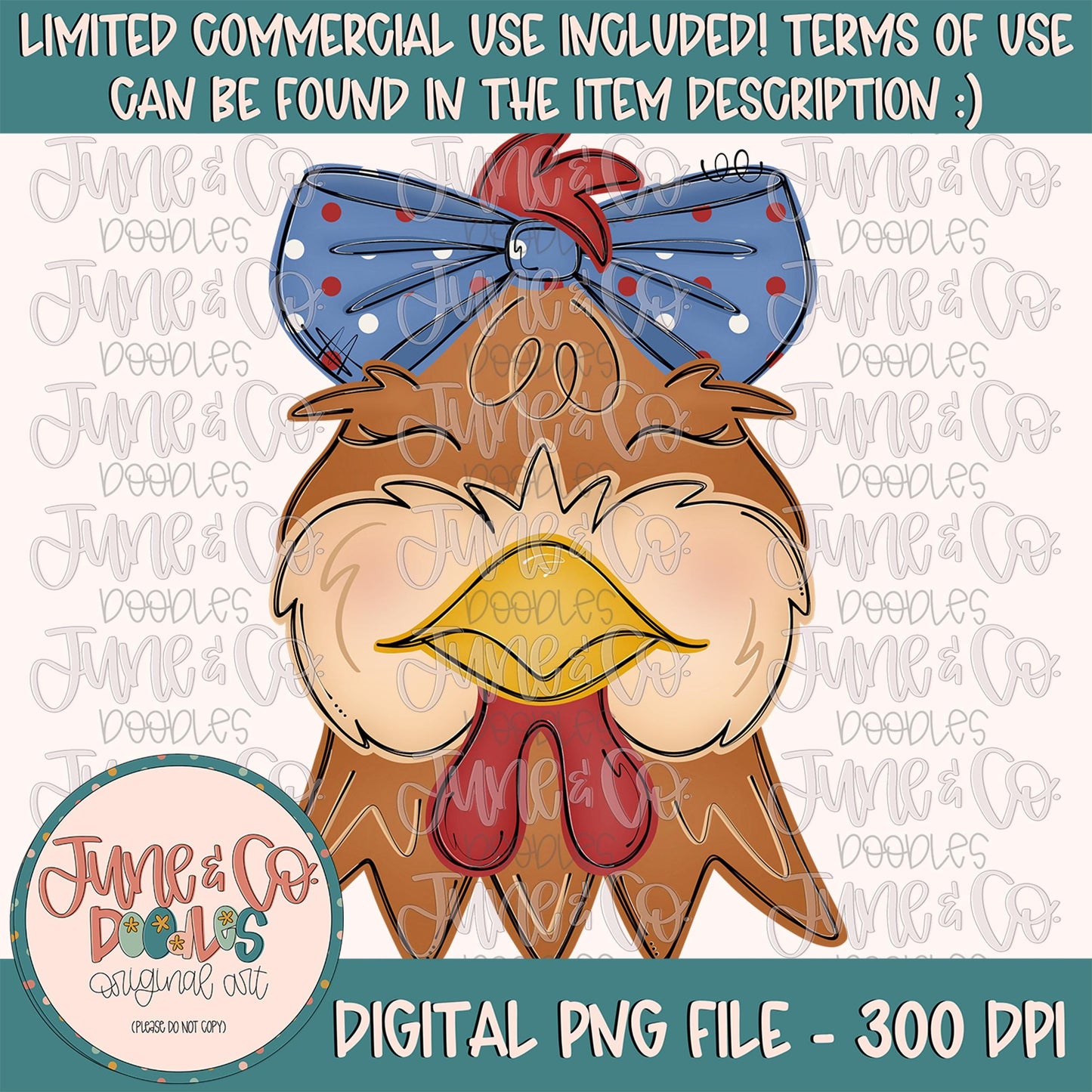 Girl Chicken PNG| Coquette Chicken In Bow Sublimation File| Girls Farm Animal Shirt Design| Hand Drawn Printable Art| Instant Download