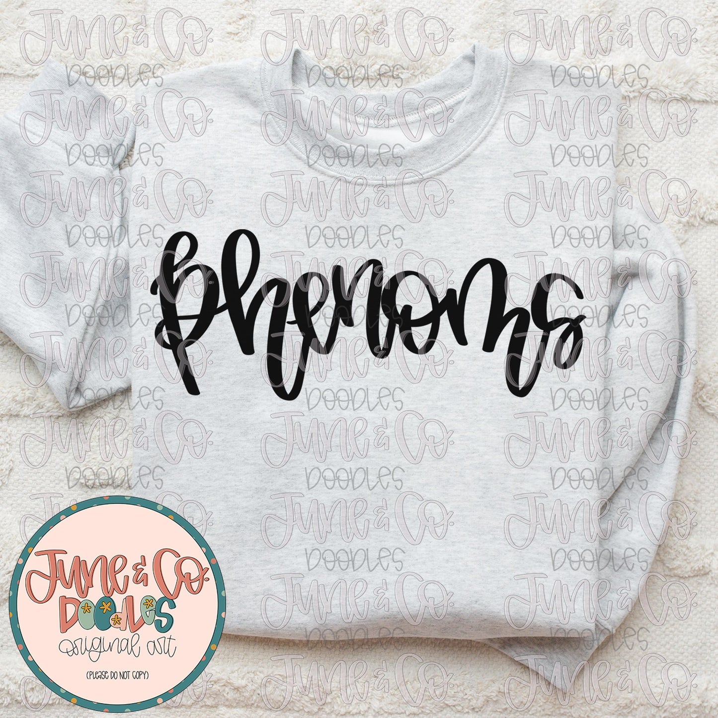 Phenoms Mascot Lettering PNG| Team Spirit Sublimation File| Sports Team SVG| Hand Lettered Printable Art| Instant Download