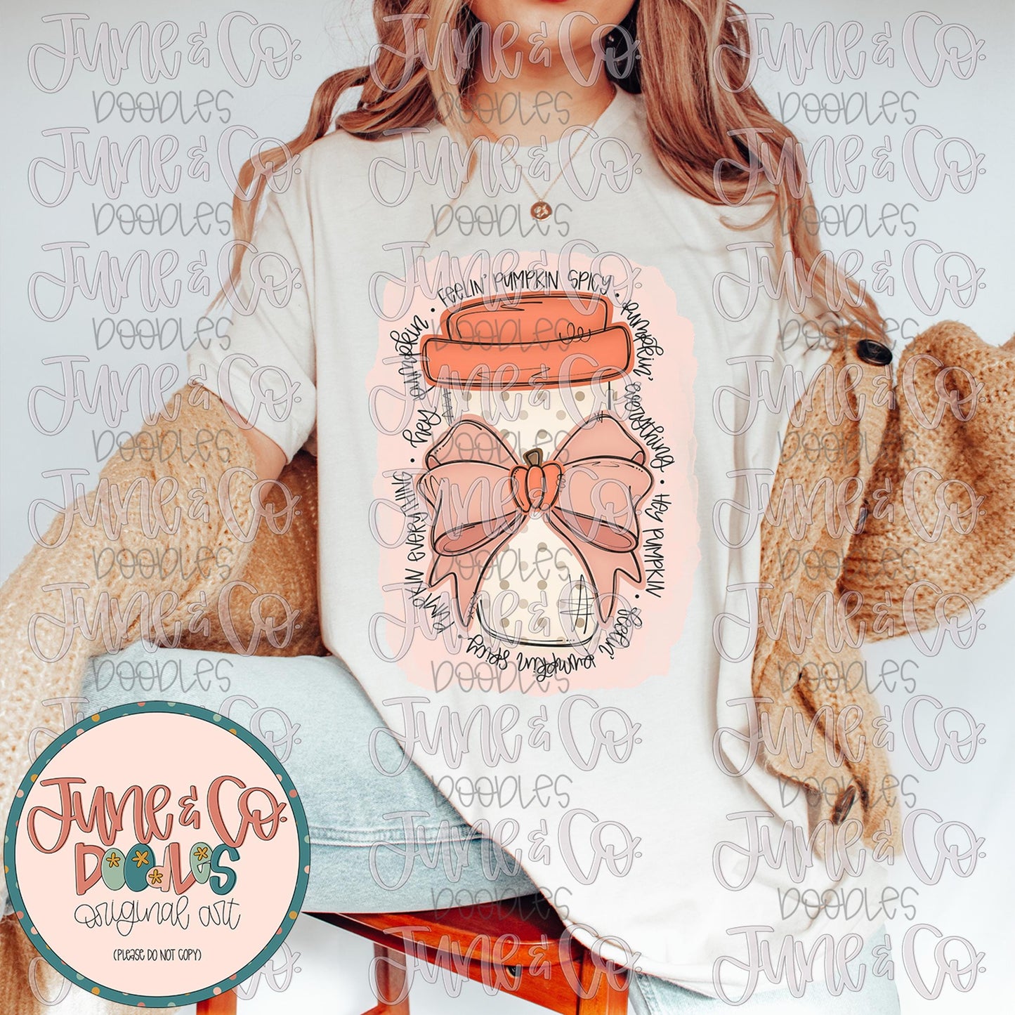 Pumpkin Spice Coffee PNG| Pumpkin Spicy Sublimation File| Coquette Coffee Shirt Design| Pumpkin Season Digital Download| Hand Drawn Art