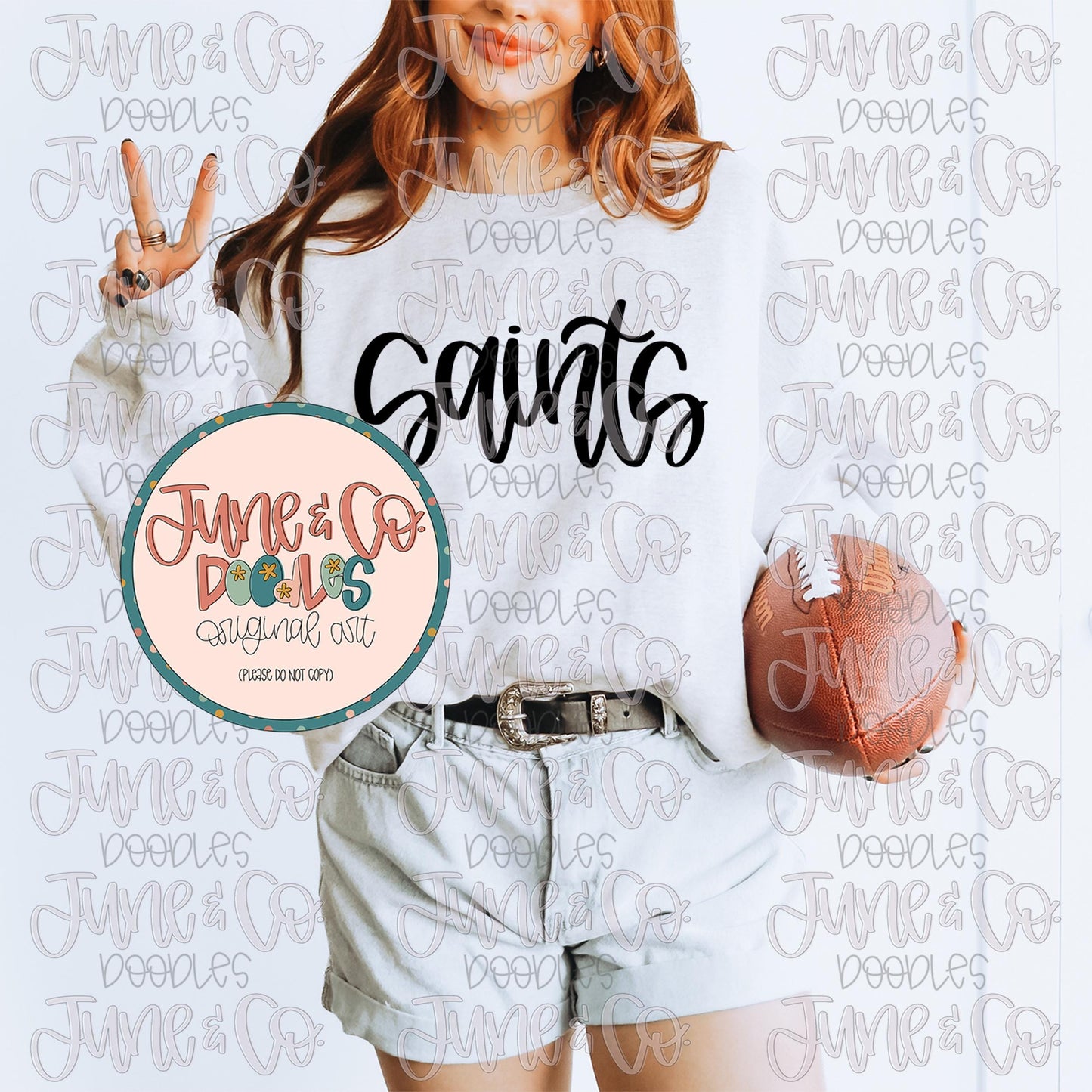 Saints Mascot Lettering PNG| Team Spirit Sublimation File| Sports Team SVG| Hand Lettered Printable Art| Instant Download