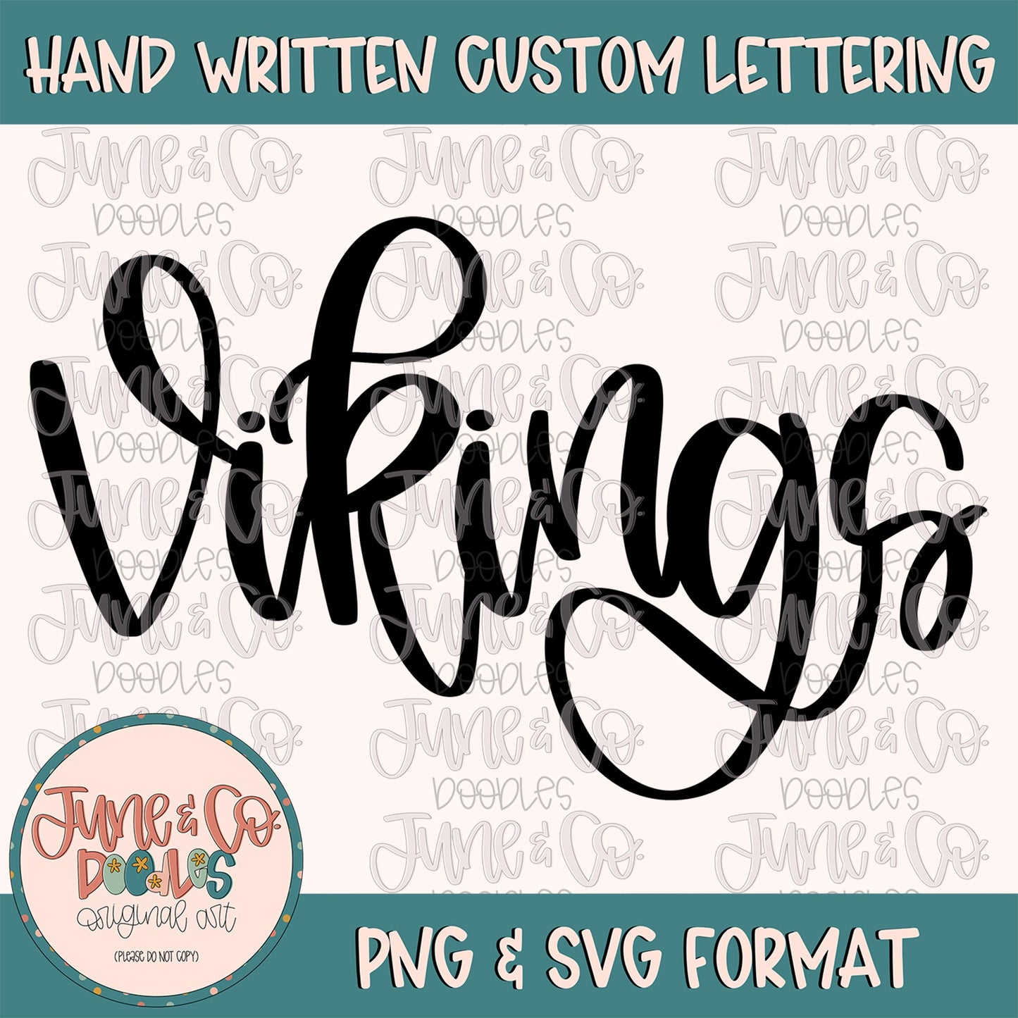 Vikings Mascot Lettering PNG| Team Spirit Sublimation File| Sports Team SVG| Hand Lettered Printable Art| Instant Download