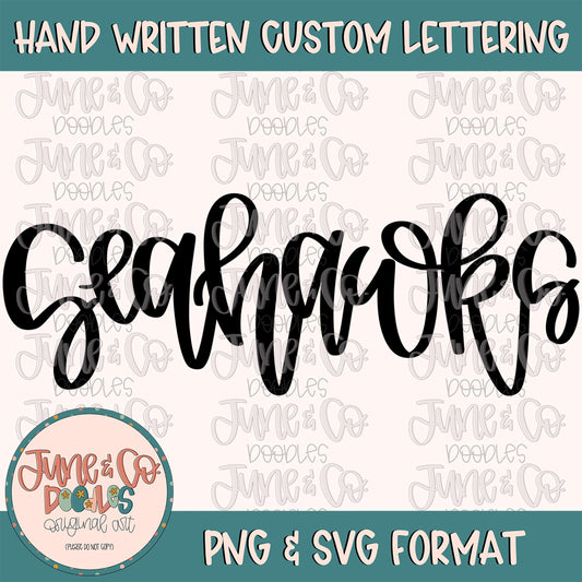 Seahawks Mascot Lettering PNG| Team Spirit Sublimation File| Sports Team SVG| Hand Lettered Printable Art| Instant Download