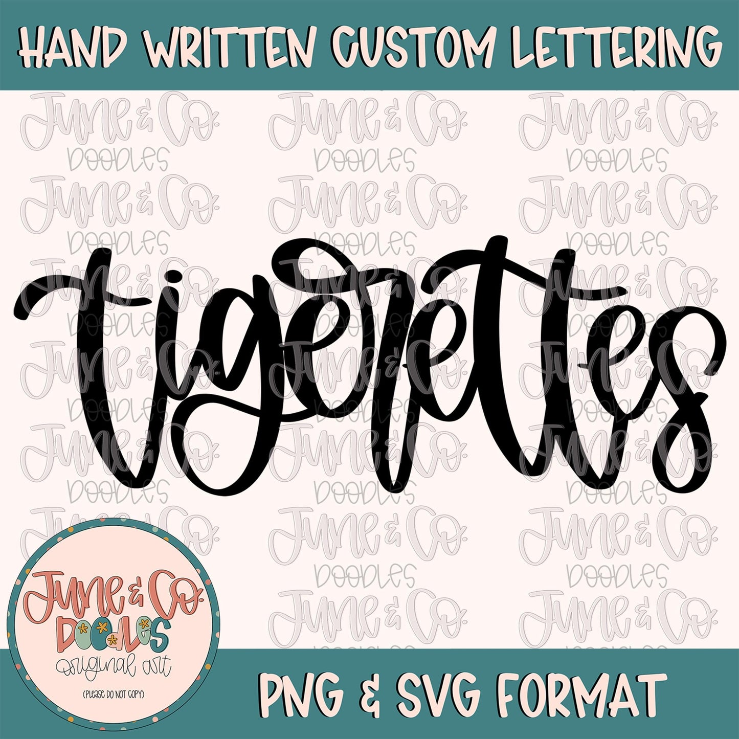 Tigerettes Mascot Lettering PNG| Team Spirit Sublimation File| Sports Team SVG| Hand Lettered Printable Art| Instant Download