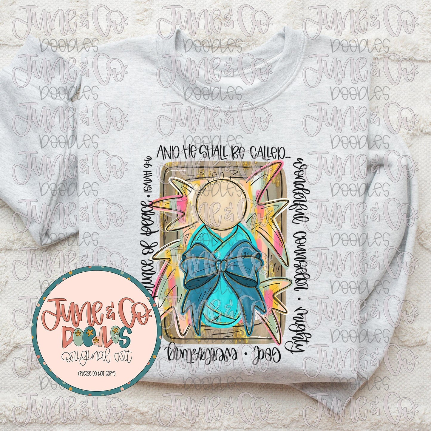 Whimsical Baby Jesus PNG| Names of Jesus Sublimation File| Religious Christmas Shirt Design| Hand Drawn Printable Art| Digital Download