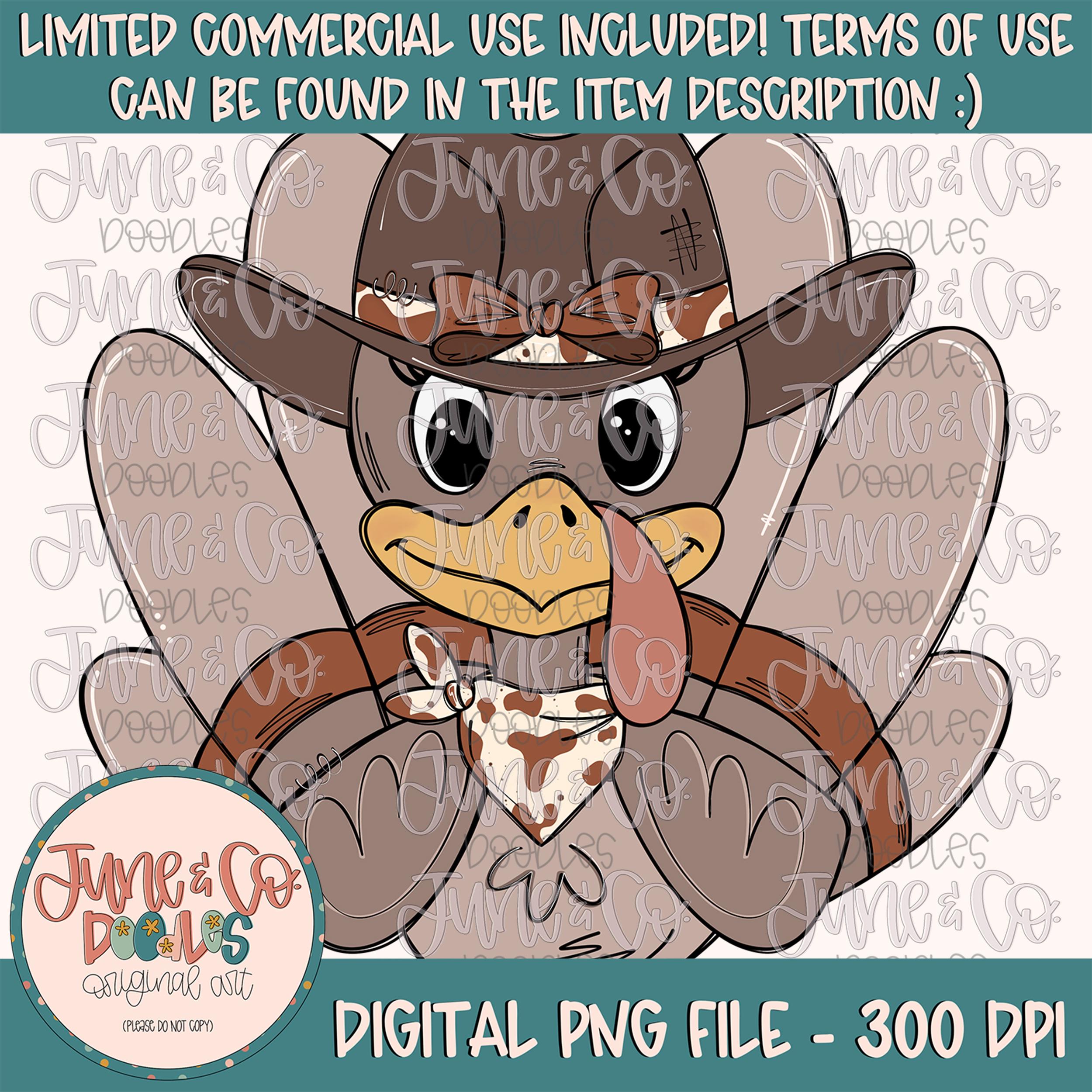 Cowgirl Turkey PNG| Western Turkey With Bow Sublimation File| Country ...