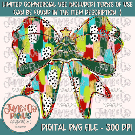 Christmas Bow PNG| Coquette Brush Stroke Sublimation File| Preppy Holiday Shirt Design| Hand Drawn Printable Art| Digital Download