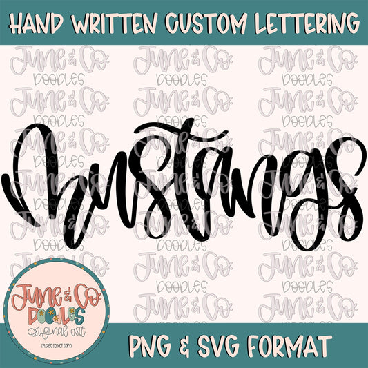 Mustangs Mascot Lettering PNG| Team Spirit Sublimation File| Sports Team SVG| Hand Lettered Printable Art| Instant Download