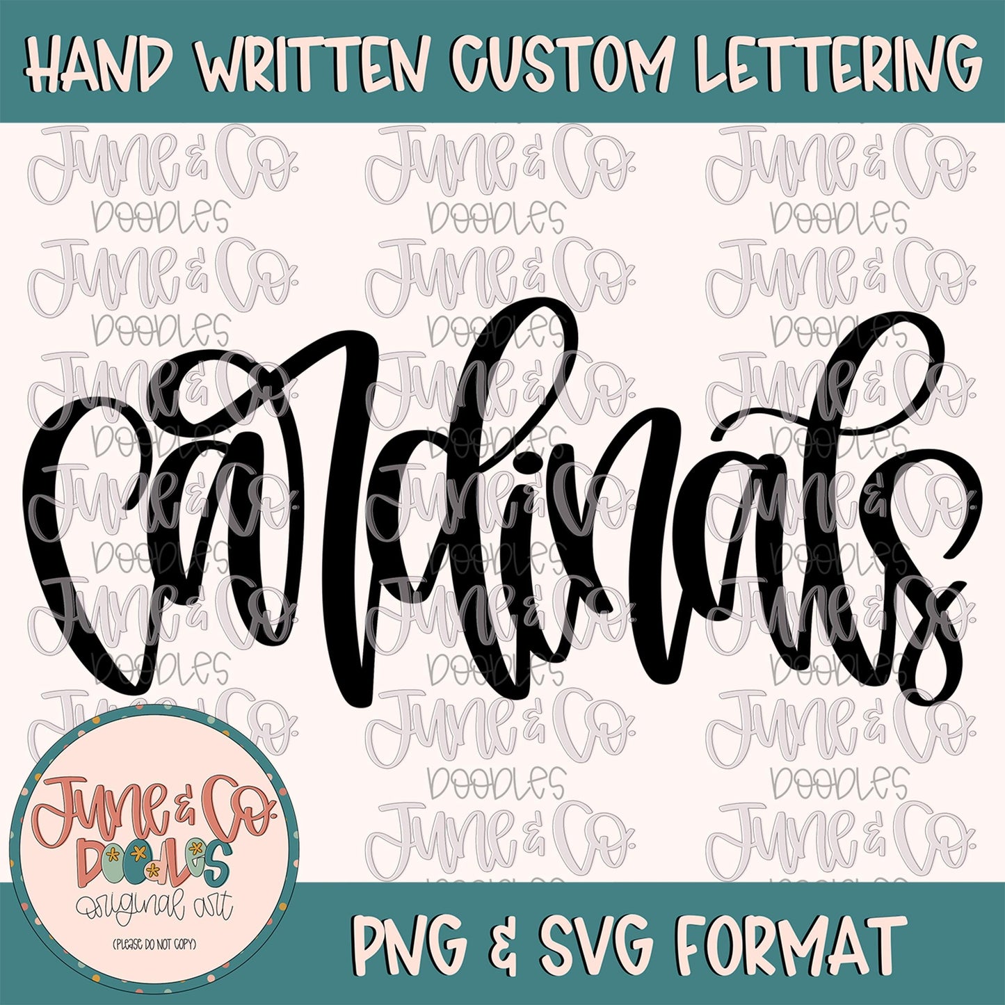 Cardinals Mascot Lettering PNG| Team Spirit Sublimation File| Sports Team SVG| Hand Lettered Printable Art| Instant Download