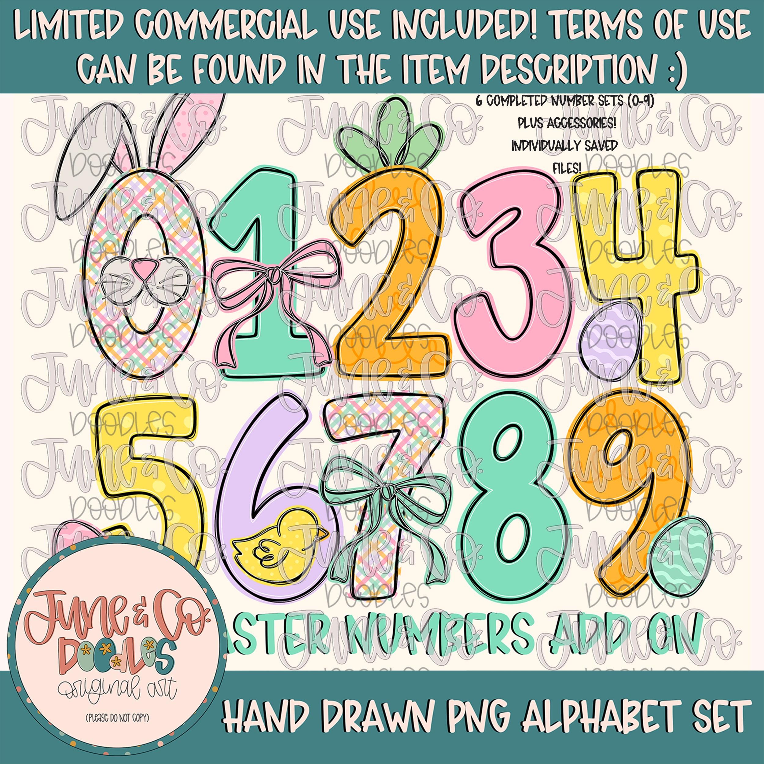 Girls Easter Number Set- PNG| Girls Easter Alpha| Individually Saved N ...