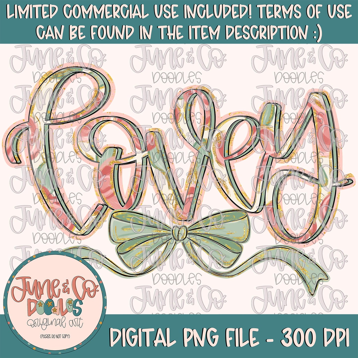 Painted Floral Lovey PNG| Lovey With Bow Sublimation File| Floral Mother's Day Shirt Design| Hand Lettered Printable Art| Digital Download