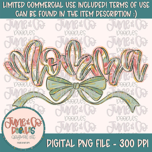 Painted Floral Momma PNG| Momma With Bow Sublimation File| Floral Mother's Day Shirt Design| Hand Lettered Printable Art| Digital Download