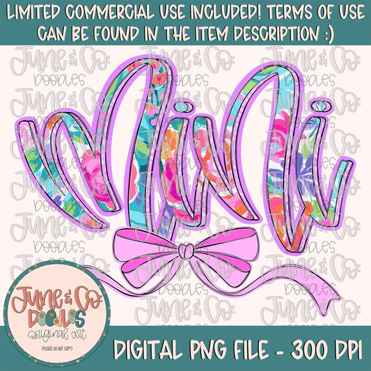 Bright Floral Mini PNG| Mini With Bow Sublimation File| Floral Mother's Day Shirt Design| Hand Lettered Printable Art| Digital Download