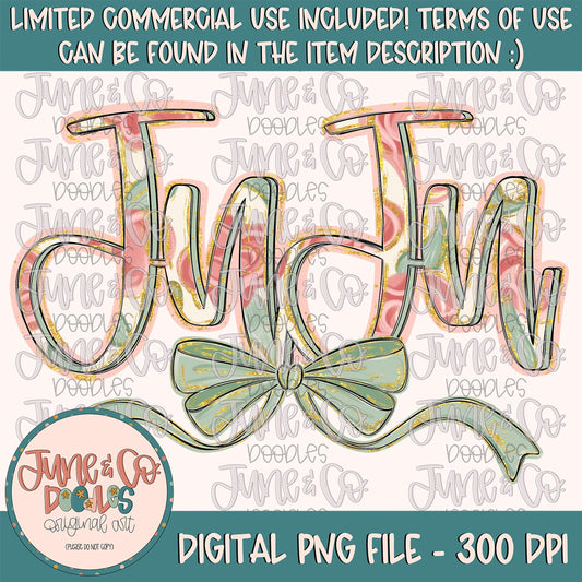 Painted Floral JuJu PNG| JuJu With Bow Sublimation File| Floral Mother's Day Shirt Design| Hand Lettered Printable Art| Digital Download