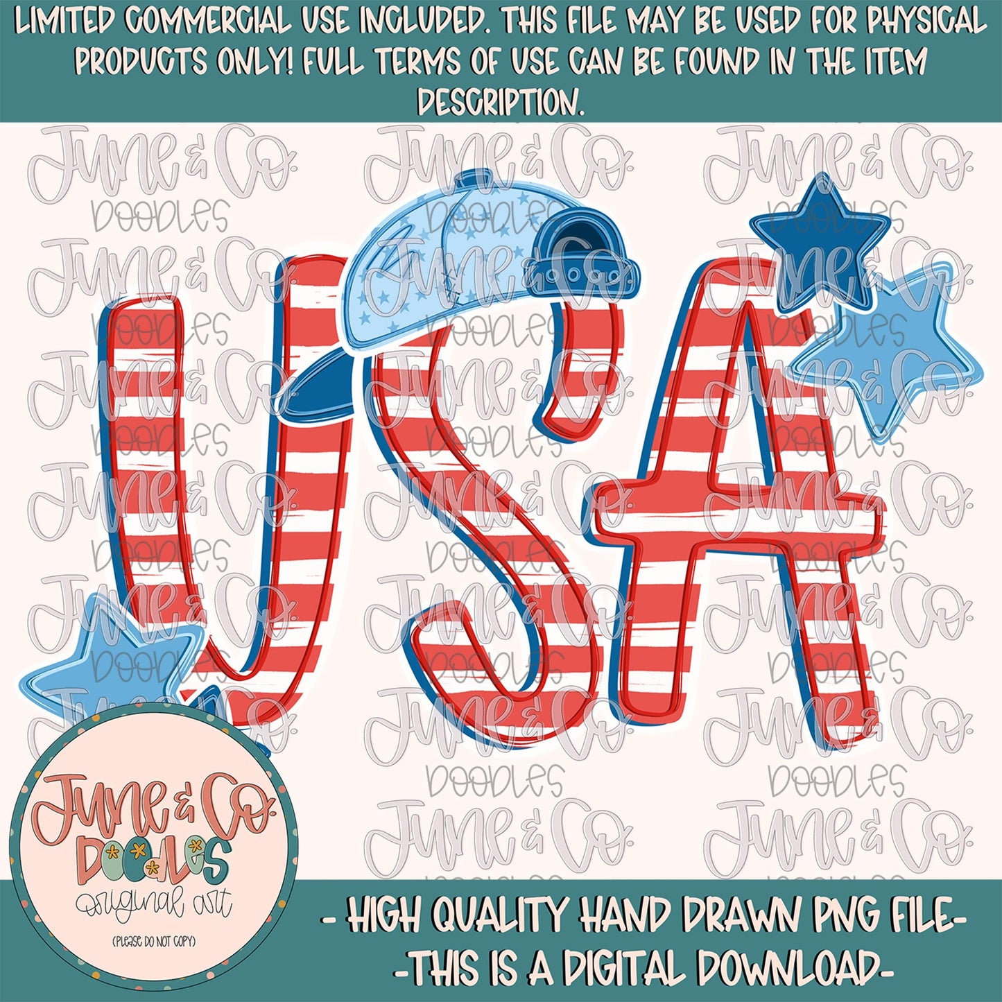 Boys USA With Hat PNG| Cool Patriotic Sublimation File| Little Boy Independence Day Shirt Design| Hand Drawn Art| Digital Download