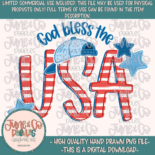 Boys God Bless The USA PNG| Faith Based Patriotic Sublimation File| Boys Independence Day Shirt Design| Hand Drawn Art| Digital Download