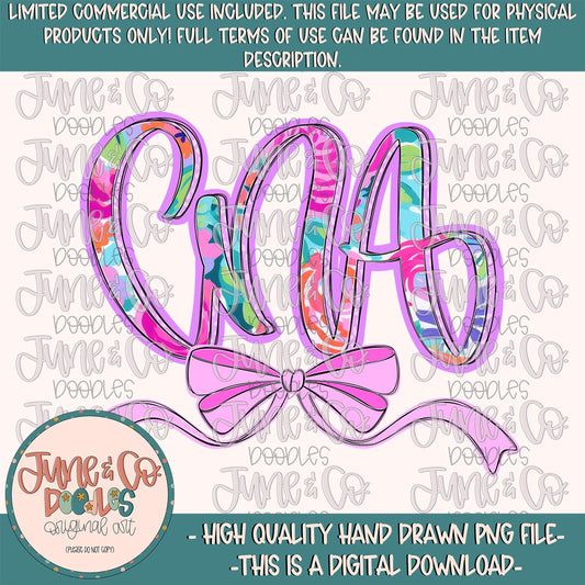 Bright Floral CNA PNG| CNA With Bow Sublimation File| Medical Occupation Shirt Design| Hand Lettered Printable Art| Digital Download