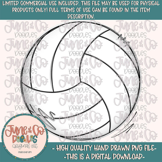Sketchy Volleyball PNG| Hand Drawn Volleyball Sublimation File| Sports Team Shirt Design| Hand Sketched Printable Art| Digital Download