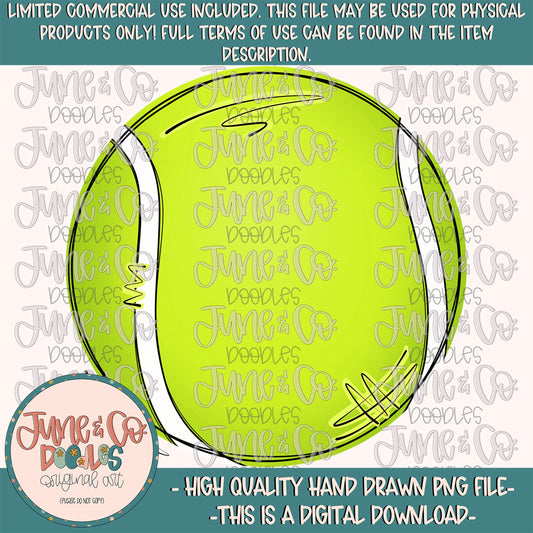 Sketchy Tennis Ball PNG| Hand Drawn Tennis Ball Sublimation File| Sports Team Shirt Design| Hand Sketched Printable Art| Digital Download
