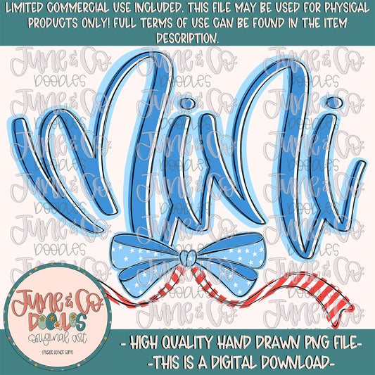 Patriotic Mini PNG| Mini With Bow Sublimation File| Coquette American Flag Bow Shirt Design| Hand Lettered Printable Art| Digital Download