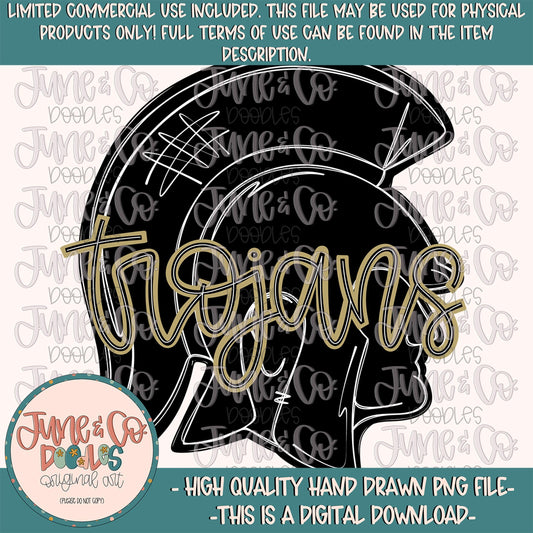 Trojans Mascot Silhouette PNG| Team Spirit Sublimation File| Game Day Shirt Design| Hand Drawn Printable Art| Digital Download