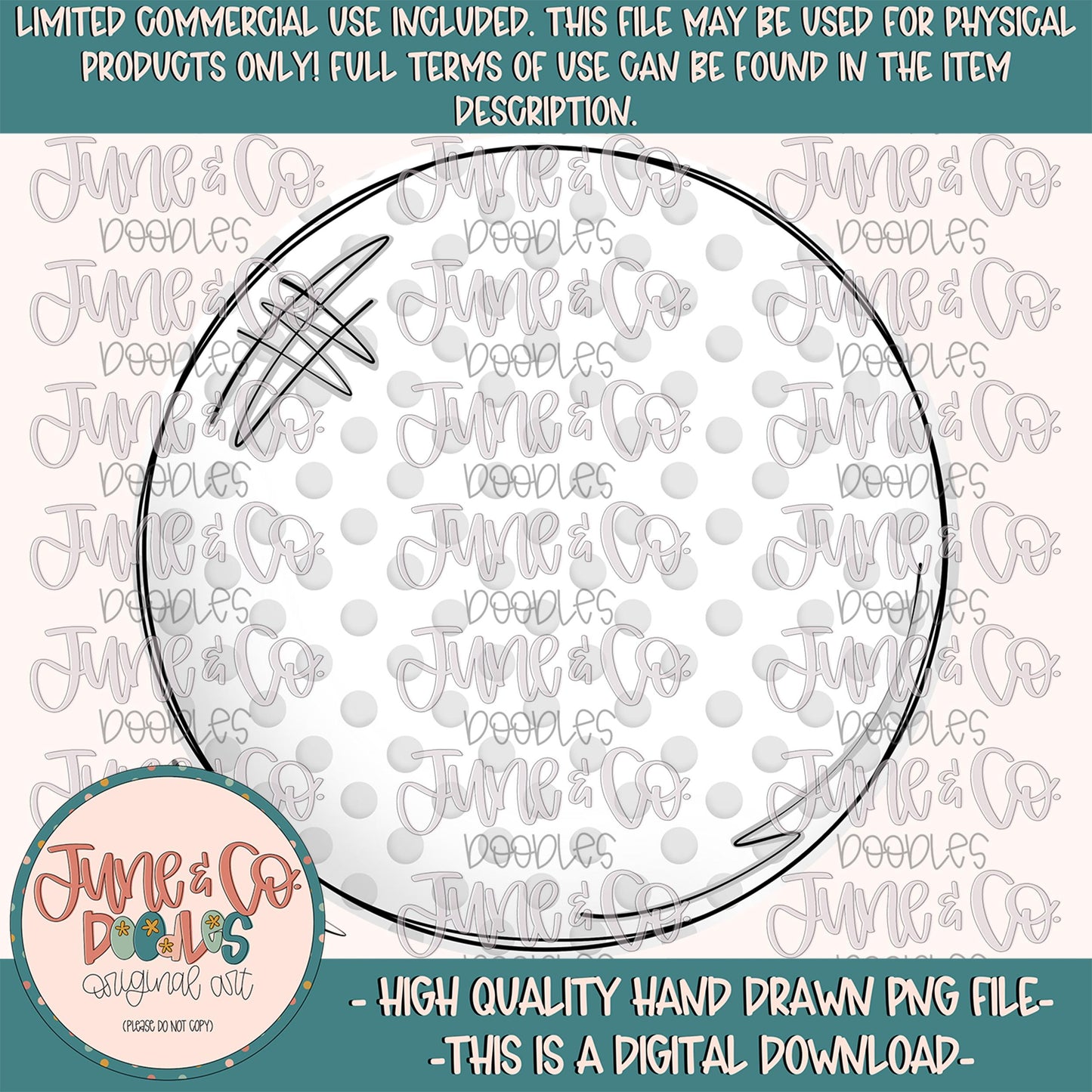 Sketchy Golf Ball PNG| Hand Drawn Golf Ball Sublimation File| Sports Team Shirt Design| Hand Sketched Printable Art| Digital Download