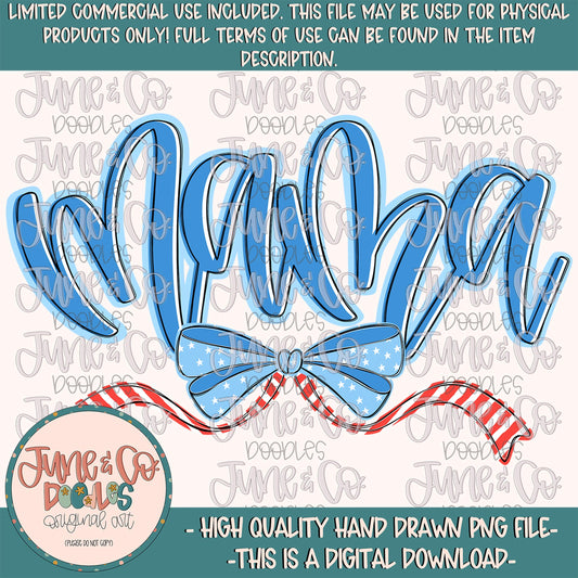 Patriotic Mama PNG| Mama With Bow Sublimation File| Coquette American Flag Bow Shirt Design| Hand Lettered Printable Art| Digital Download