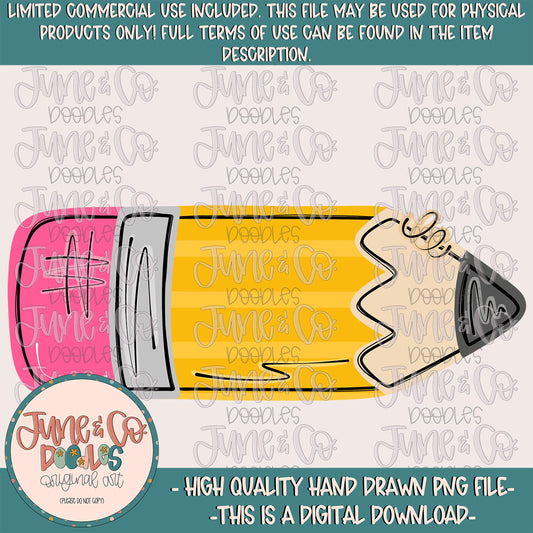 Pencil Doodle PNG| Bright Pencil Sketch| Back To School DTF File| Unisex Elementary School Shirt Design| Hand Drawn Art| Digital Download