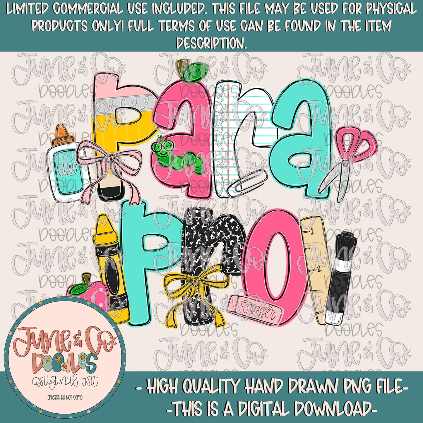 Parapro Doodle PNG| Coquette Back To School Sublimation File| Trendy Paraprofessional Doodle Letters| Hand Drawn Art| Digital Download