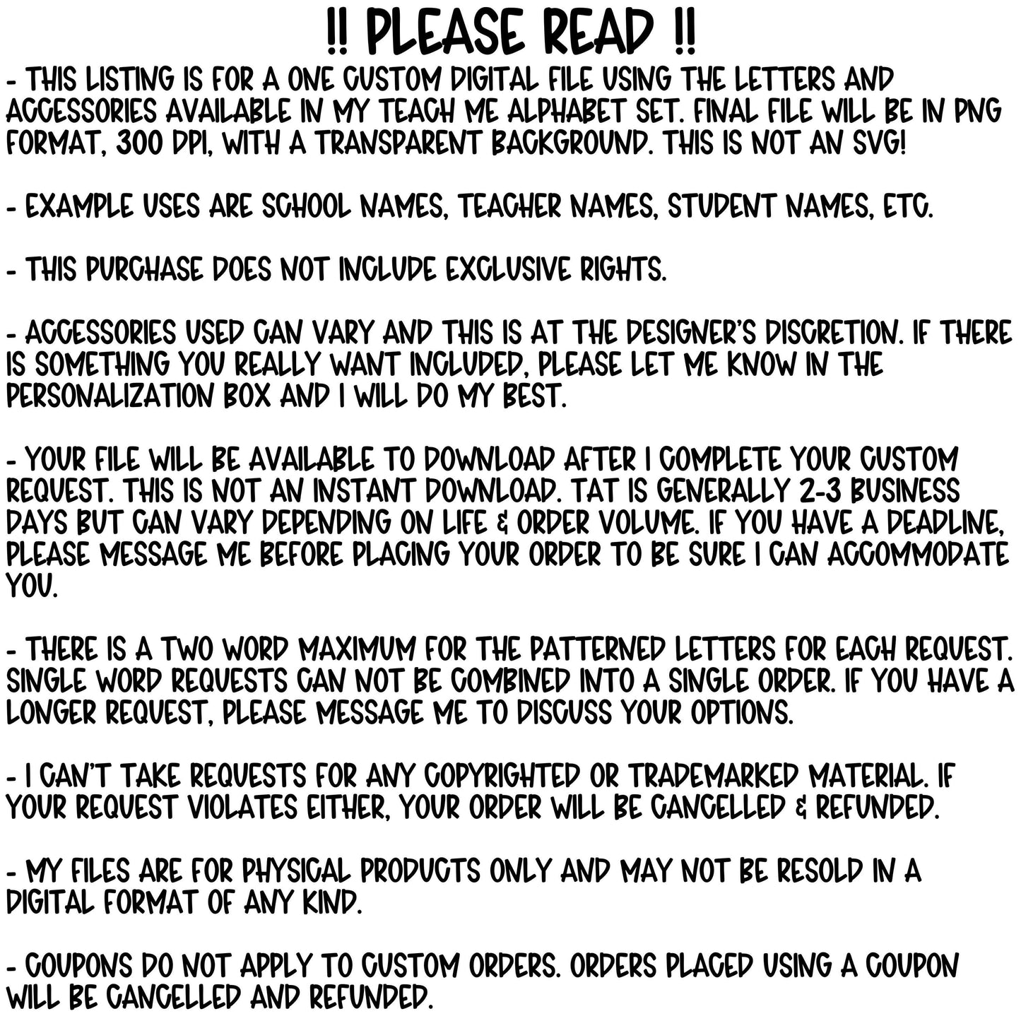 Teach Me Alpha Custom PNG| Made To Order Back To School |Doodle Letter Word/Name By Request| Hand Drawn Art| Digital Download