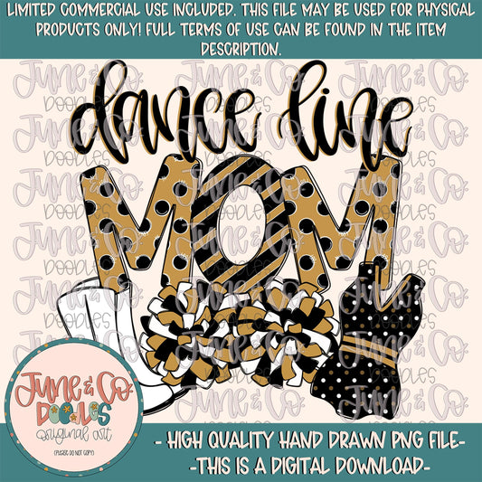 Dance Line Mom PNG| Sports Mom Sublimation File| Game Day Graphic| Football Season Shirt Design| Hand Drawn Art| Digital Download