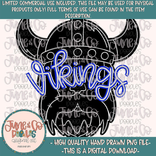 Vikings Mascot Silhouette PNG| Team Spirit Sublimation File| Game Day Shirt Design| Hand Drawn Printable Art| Digital Download