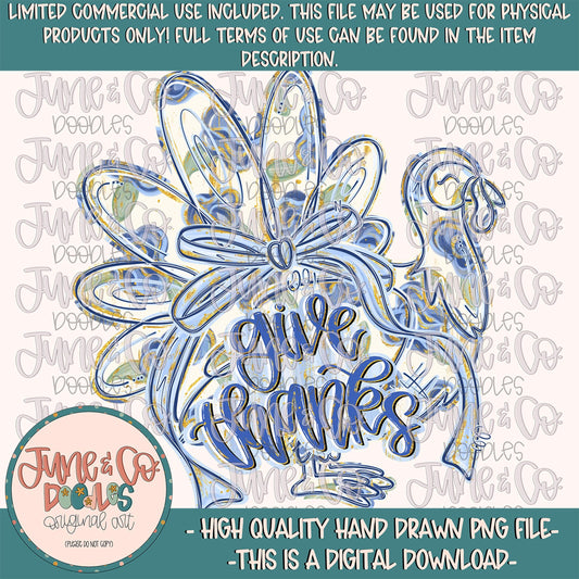 Give Thanks Floral Turkey PNG| Coquette Thanksgiving Sublimation File| Girly Fall Shirt Design| Hand Drawn Art| Digital Download