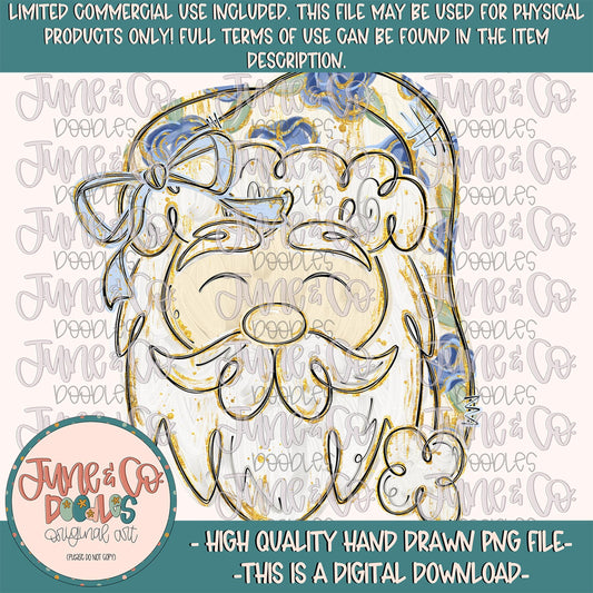 Painted Floral Santa PNG| Brush Stroke Santa Sublimation File| Glam Santa| Christmas Holiday Design| Hand Drawn Art| Digital Download
