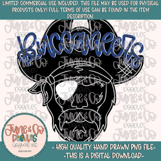 Buccaneers Mascot Silhouette PNG| Team Spirit Sublimation File| Game Day Shirt Design| Hand Drawn Printable Art| Digital Download