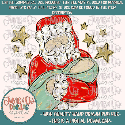 Glam Painted Santa & Baby Jesus| Brush Stroke Santa Sublimation File| Faith Based Christmas Holiday Design| Hand Drawn Art| Digital Download