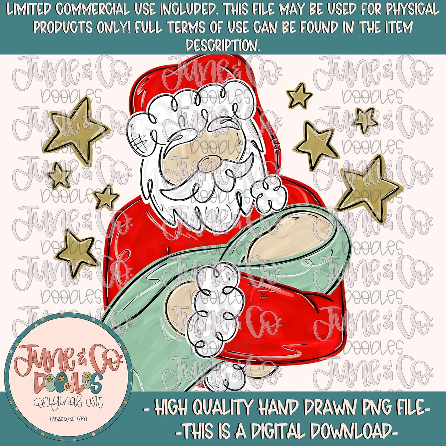 Painted Santa & Baby Jesus| Brush Stroke Santa Sublimation File| Faith Based Christmas Holiday Design| Hand Drawn Art| Digital Download