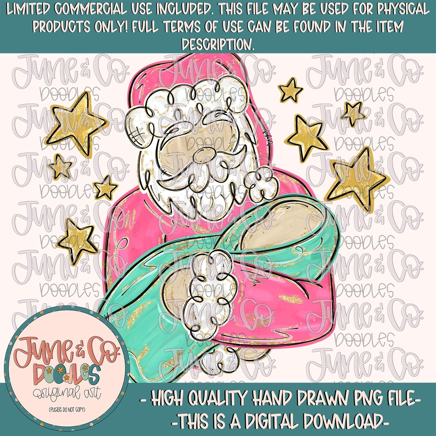 Glam Painted Santa & Baby Jesus- Pink| Brush Stroke Santa Sublimation File| Faith Christmas Holiday Design| Hand Drawn Art| Digital Download