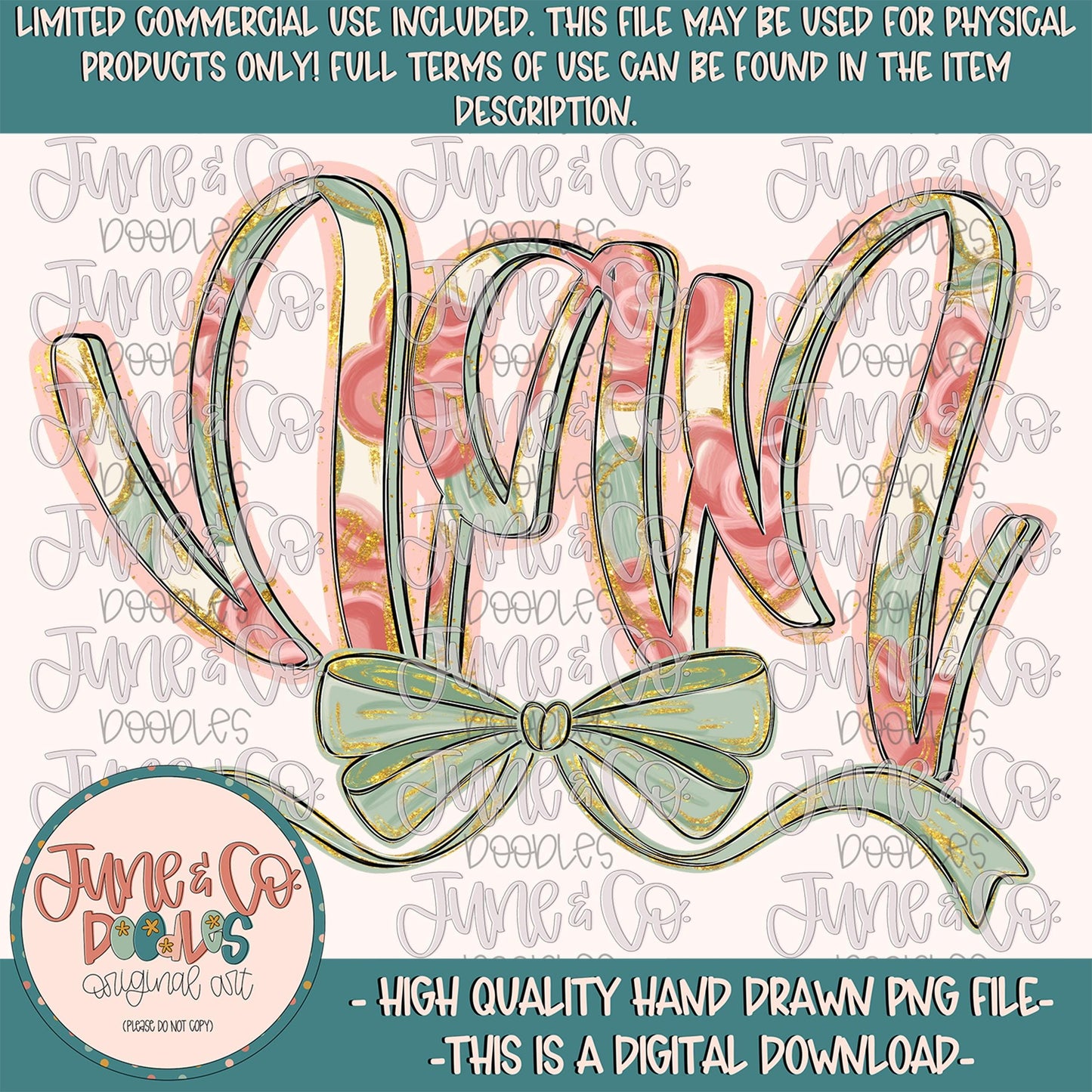 Painted Floral Nan PNG| Nan With Bow Sublimation File| Floral Mother's Day Shirt Design| Hand Lettered Printable Art| Digital Download