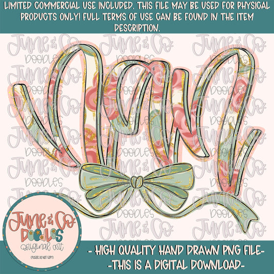 Painted Floral Nan PNG| Nan With Bow Sublimation File| Floral Mother's Day Shirt Design| Hand Lettered Printable Art| Digital Download