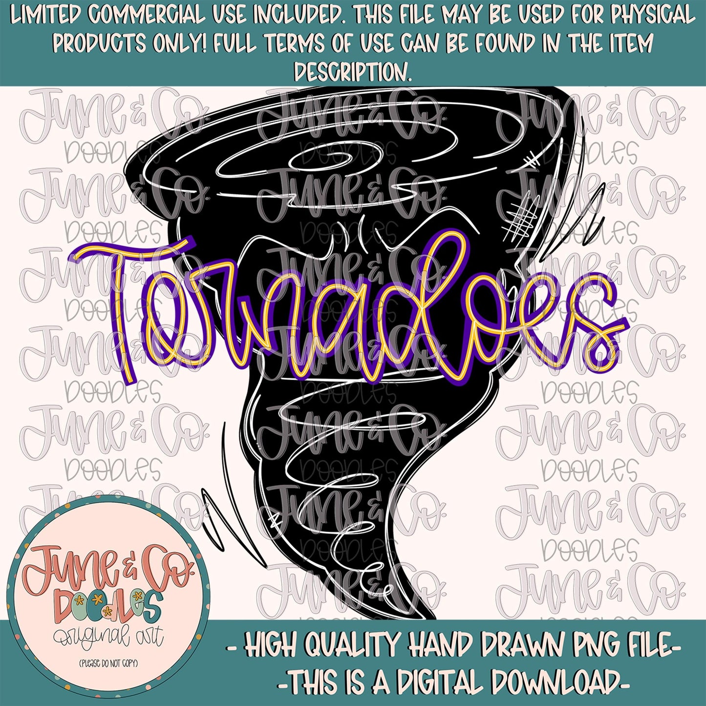 Tornadoes Mascot Silhouette PNG| Team Spirit Sublimation File| Game Day Shirt Design| Hand Drawn Printable Art| Digital Download