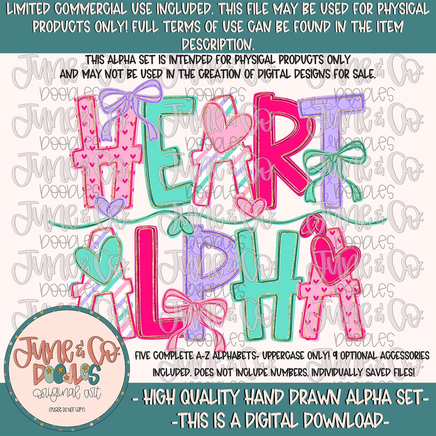 Girls Heart Alpha Set- PNG| Valentine's Day Alphabet| Individually Saved Letters| Holiday Letters| A-Z Doodle Letters PNG| Digital Download